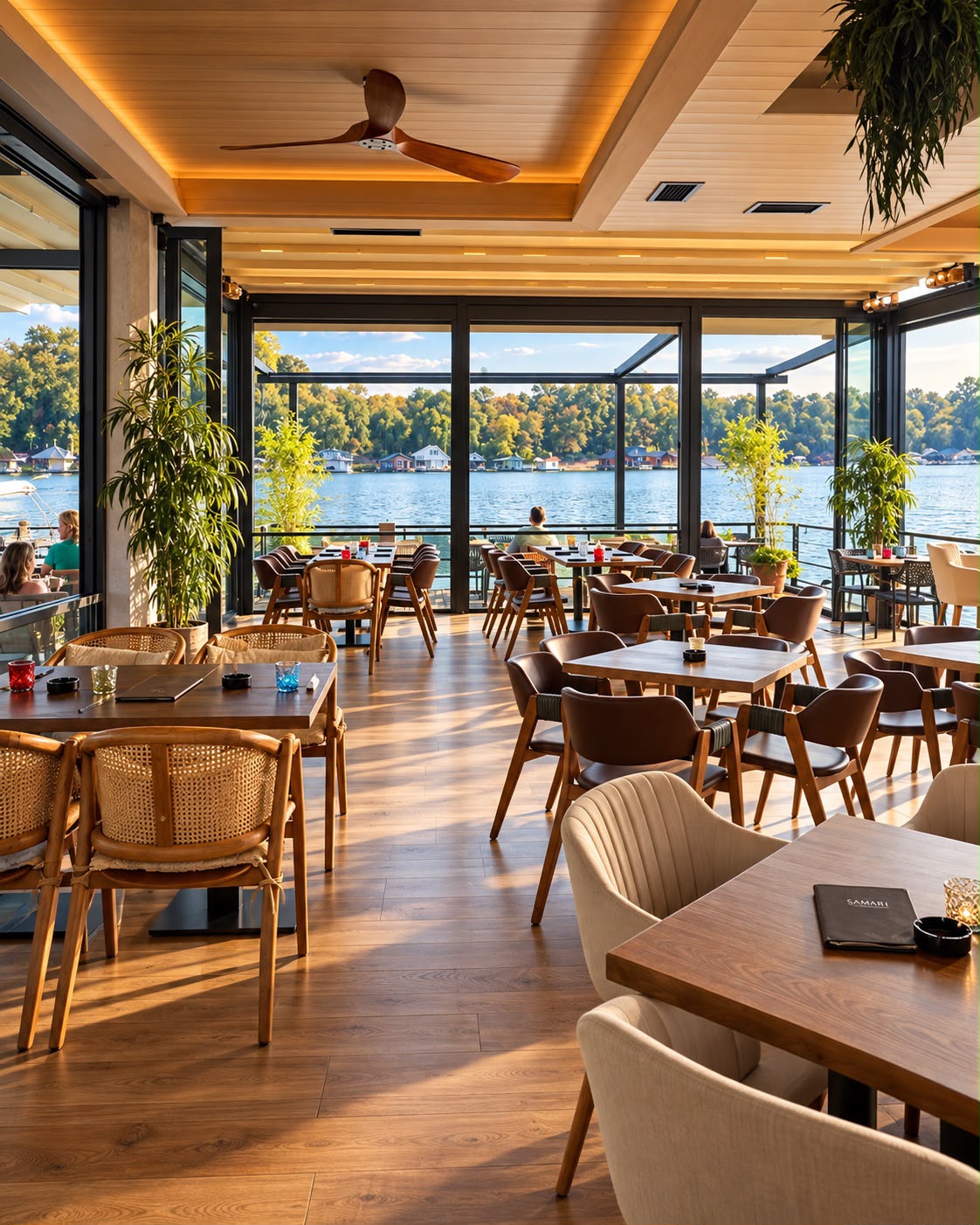 Enterijer restorana Sava 45 sa pogledom na Savu Enterijer restorana Sava 45 sa pogledom na Savu